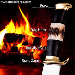 Crocodile Dundee Knife - Handmade Bowie Knife Replica with Sambar Stag Antler Handle and Leather Sheath.