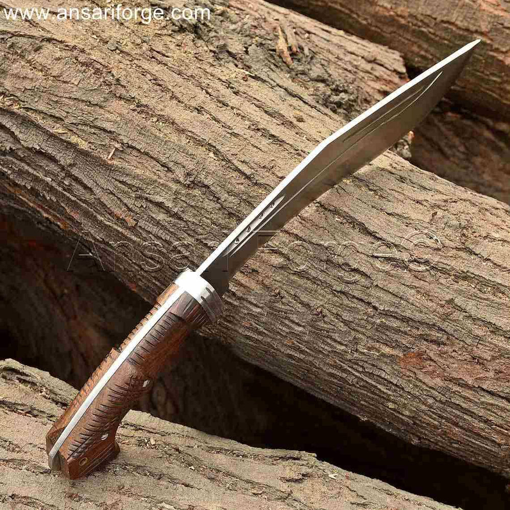 The Curve full tang Gurkha Kukri Knife with Rosewood Handle and Leather Sheath.