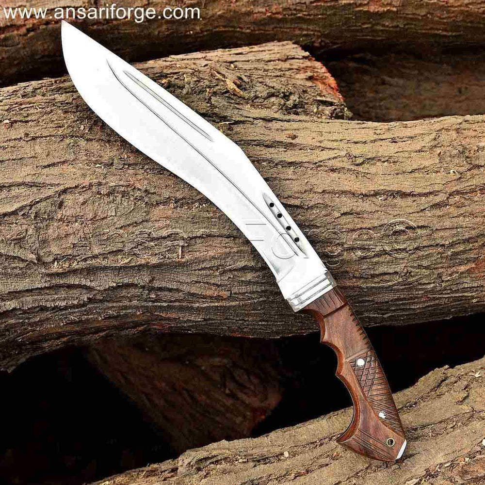 The Curve best Kukri Knife with Rosewood Handle and Leather Sheath.