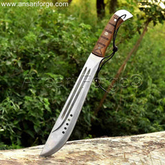 Jamaican-style short cutlass sword machete knife on display.