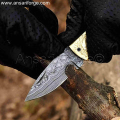 Best Handmade Damascus Pocket Knife for EDC and Outdoor Use.