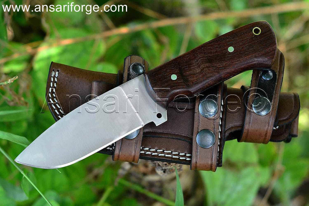 9" Fixed Blade Handmade Hunting Knife With Horizontal Carry Sheath.