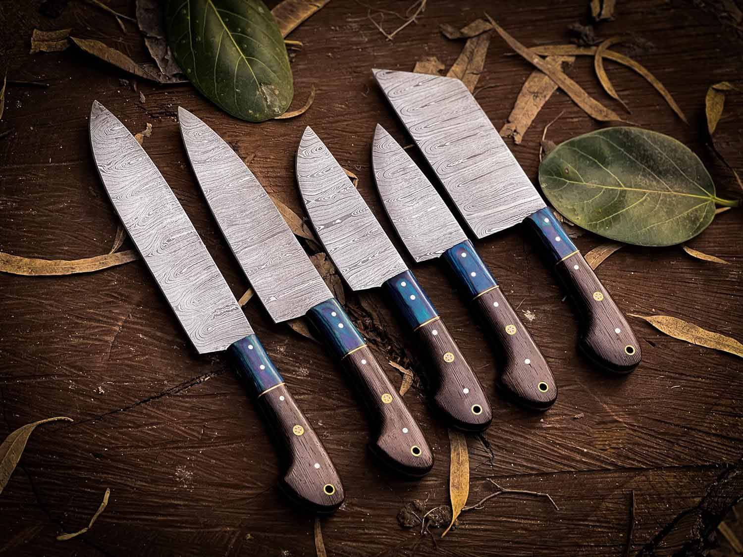 professional chef knives set with case 5 Damascus Kitchen Knife
