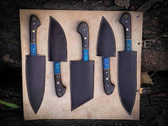 professional chef knives set with case 5 Damascus Kitchen Knife