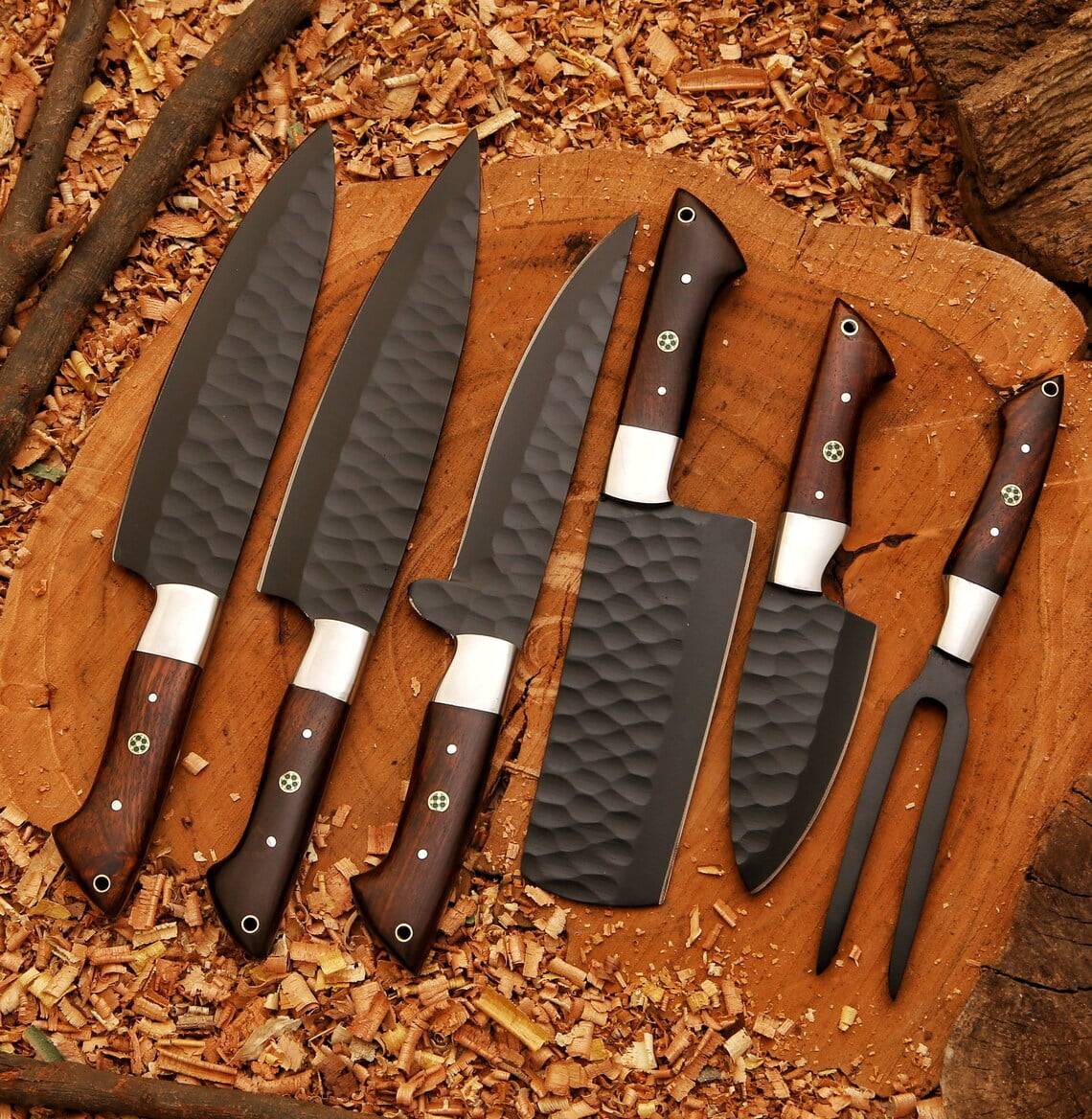 Custom handmade 440c steel chef knife set 6 Pcs BBQ set