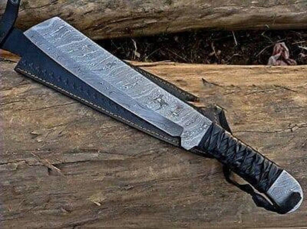 Damascus steel knife machete