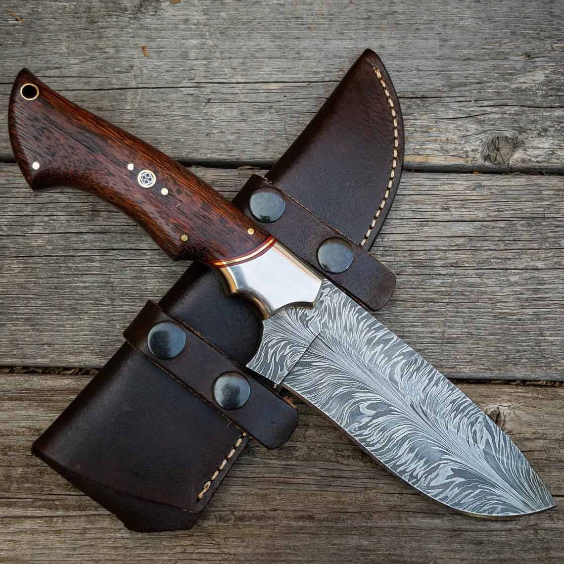 Monster hunter feather damascus knife