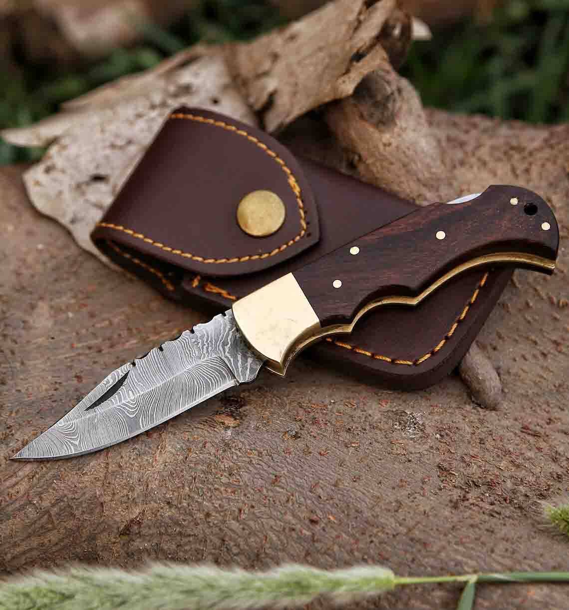 Forgeborn Handmade Damascus Steel Pocket Knife - Premium Folding EDC Knife with Custom Craftsmanship - Best Damascus and Custom Pocket Knife.