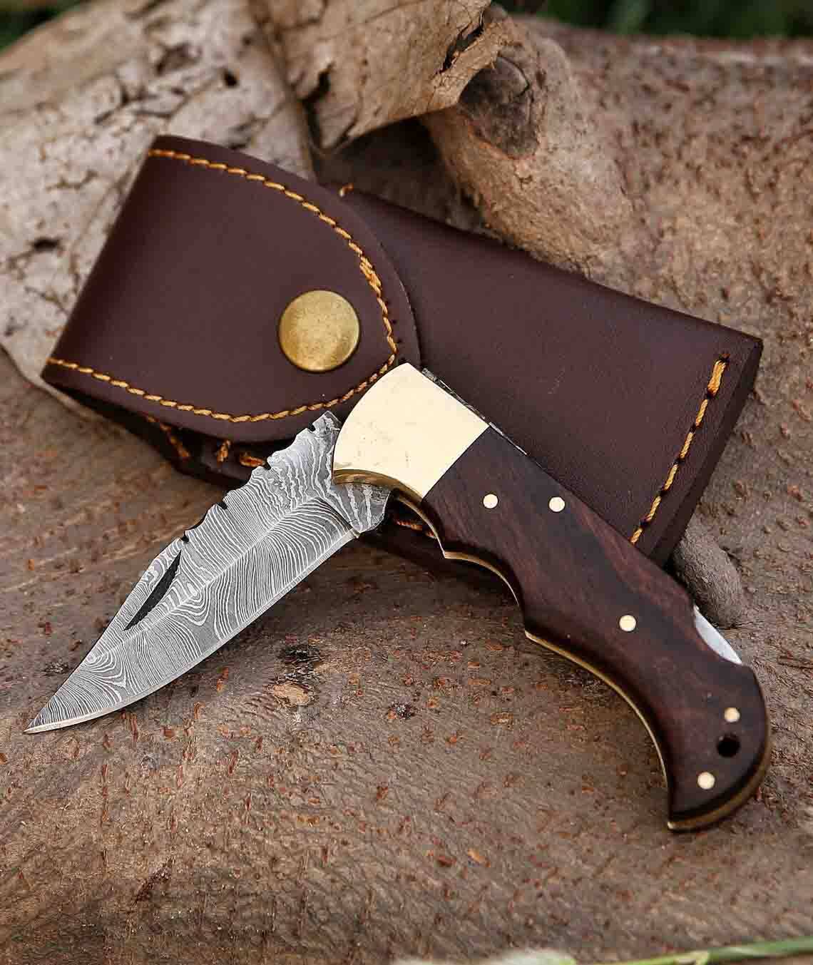 Best EDC Damascus Pocket Knife - Forgeborn's Handmade Folding Knife for Style, Precision, and Reliability.