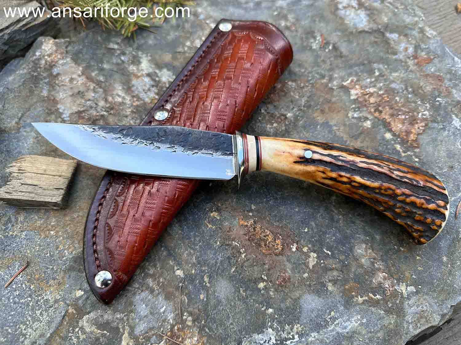 Piscator Avis Hand-Forged Bird And Trout Knife with Stag Antler Handle