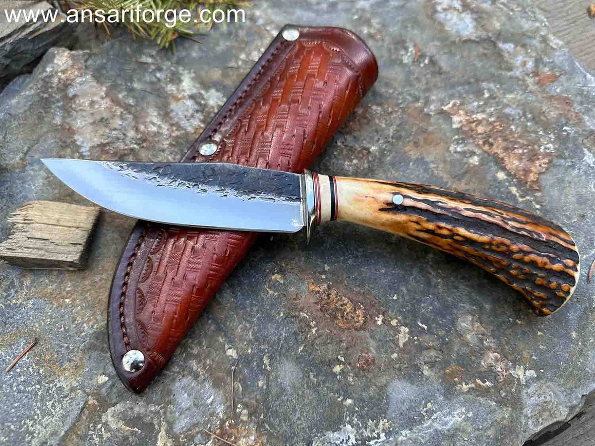 Piscator Avis Hand-Forged Bird And Trout Knife with Stag Antler Handle
