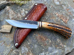 Piscator Avis Hand-Forged Bird And Trout Knife with Stag Antler Handle
