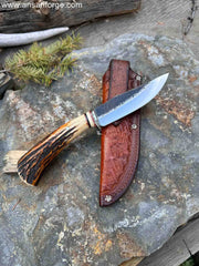 Piscator Avis Hand-Forged Bird And Trout Knife with Stag Antler Handle