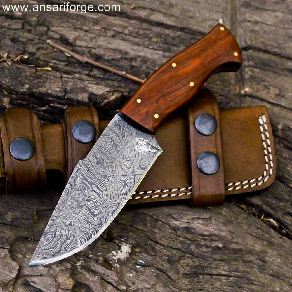 Hunter Damascus Steel Best Fixed Blade Knife With Sheath