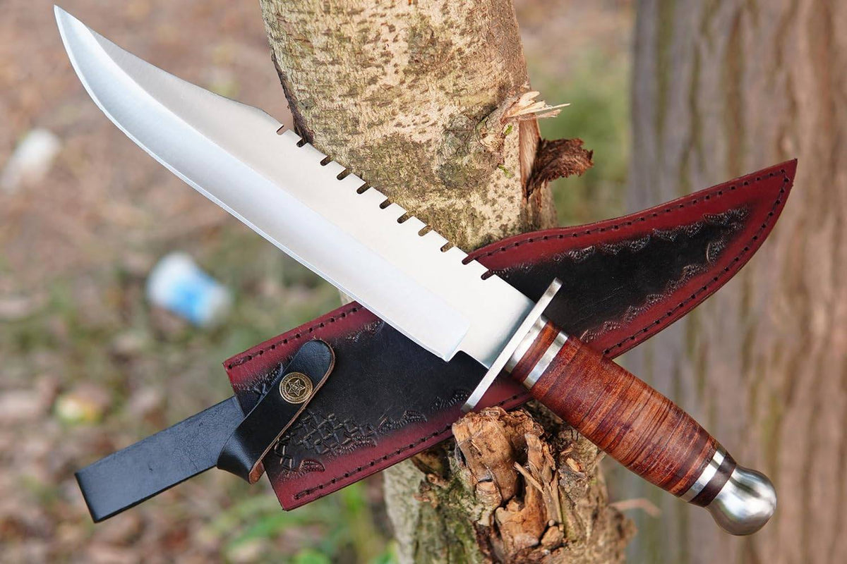 Custom Handmade D2 Steel Bowie Knife With Leather Sheath