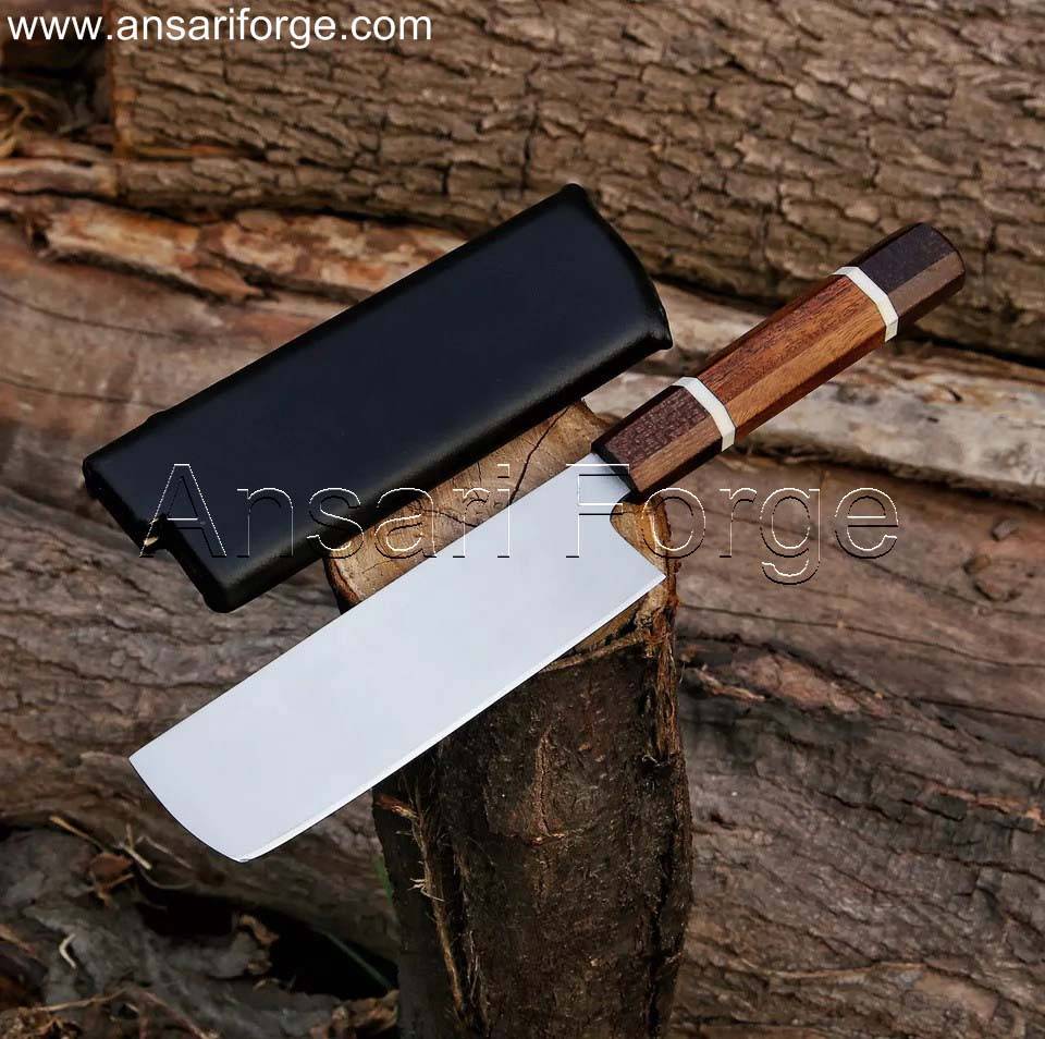 Shun Nakiri Knife with Rosewood Handle and Ash Wood Sheath