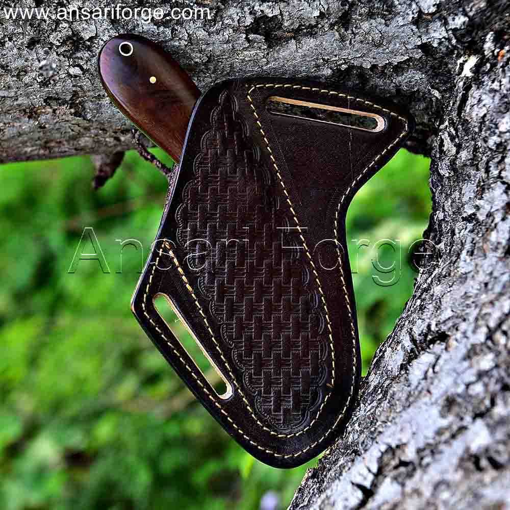 Urban EDC Knife in secure cowhide leather sheath