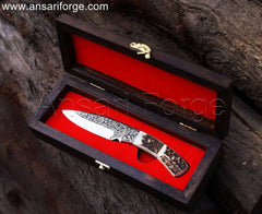 Best Father's day gift Hand Engraved knife with antler handle