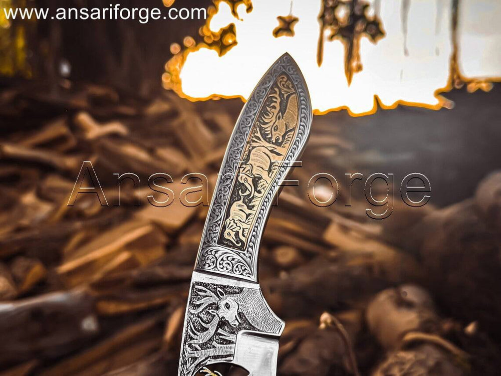 Full Custom engraved knife , blade & handle