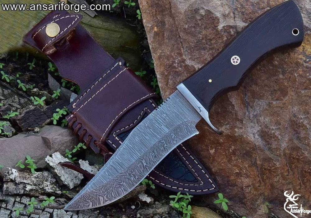 Handmade Damascus Steel Hunting Knife with Damascus Hilt