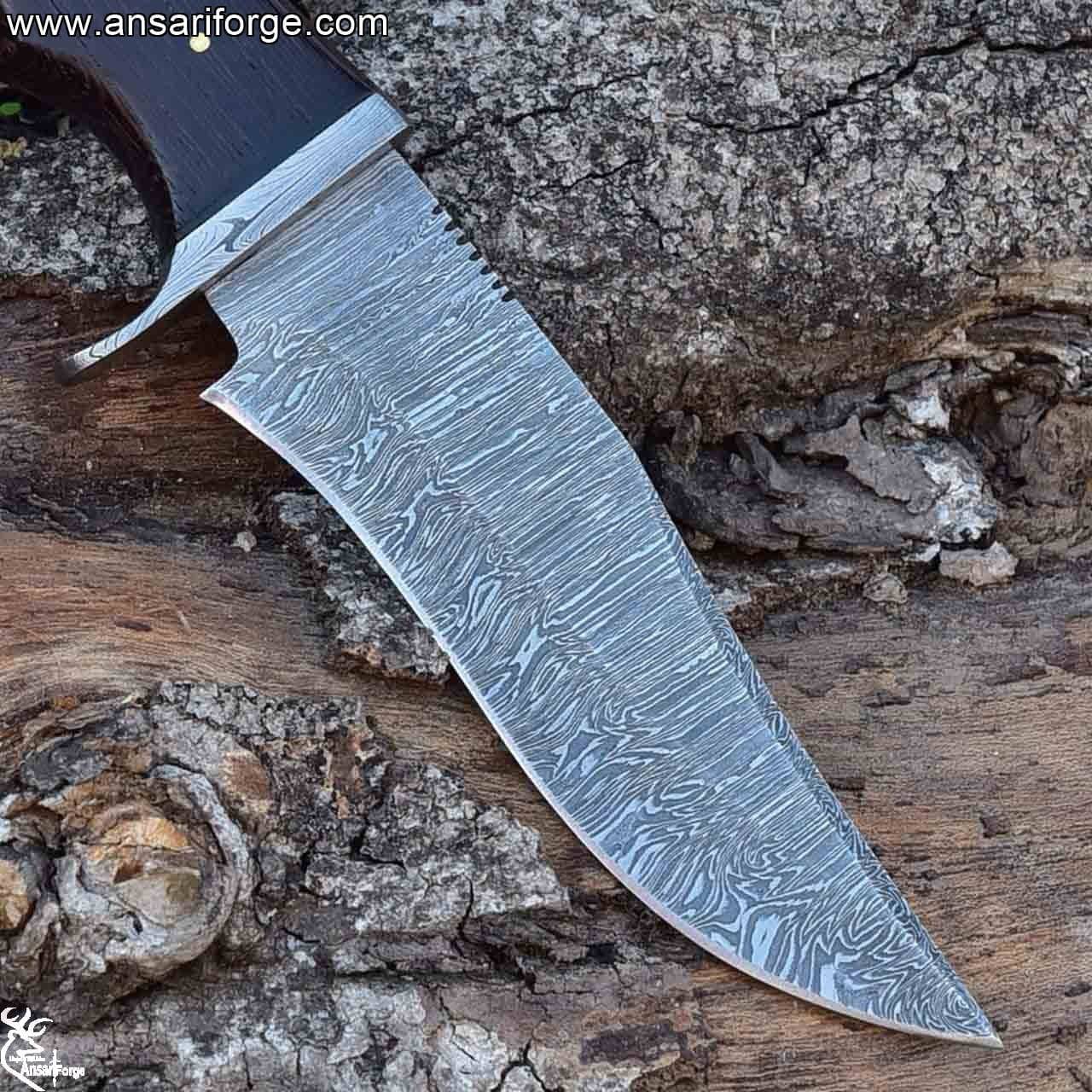 Handmade Damascus Steel Hunting Knife with Damascus Hilt
