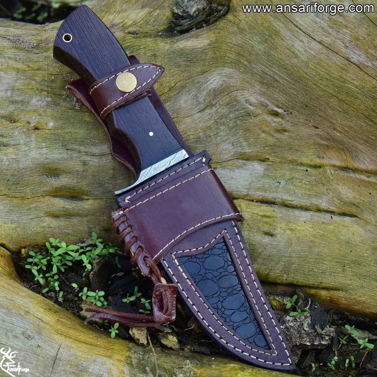 Handmade Damascus Steel Hunting Knife with Damascus Hilt