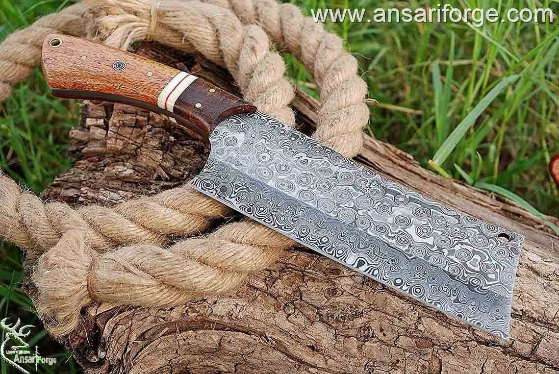 Custom handmade Damascus steel cleaver chopper chef knife