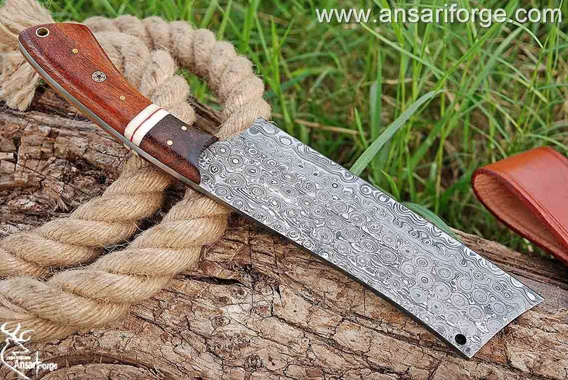 Custom handmade Damascus steel cleaver chopper chef knife
