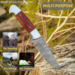 Damascus steel hunting knife
