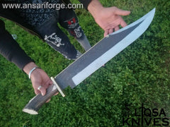 Razor-Sharp 18-inch Bowie Knife Blade – Hand-Forged 1095 Steel with Hammered Finish.