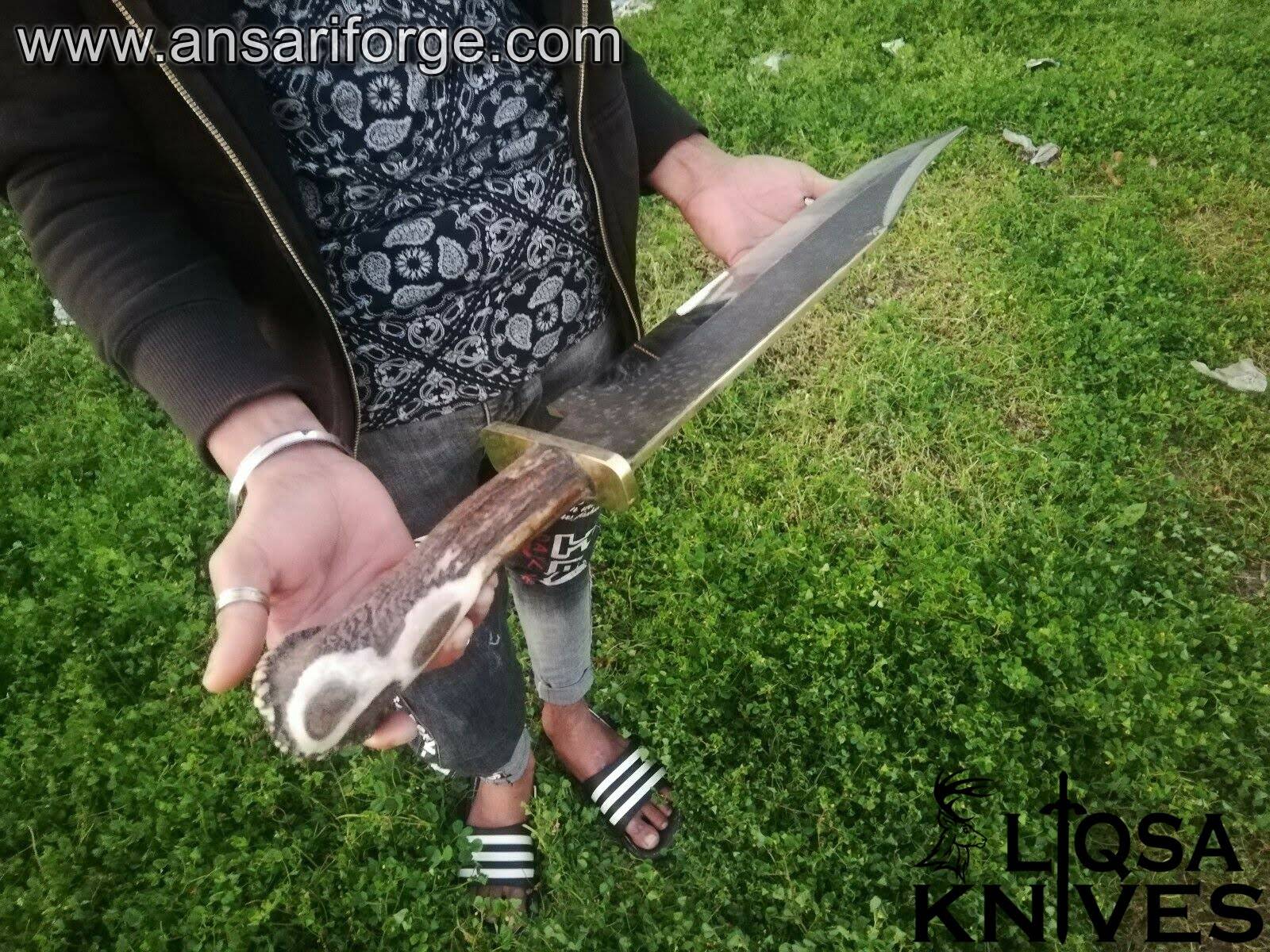 Premium Stag Handle Bowie Knife with Pure Brass Guard – Ergonomic & Durable Grip.