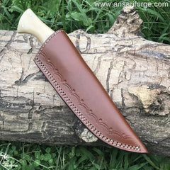 Handmade Damascus steel bone handle hunting knife