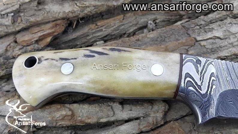 Loveless Knife Damascus Steel Stag Handle Hunting Knife