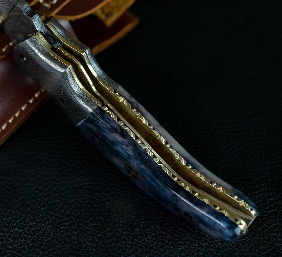 Damascus steel handmade folding pocket knife EDC