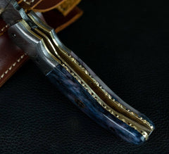 Damascus steel handmade folding pocket knife EDC