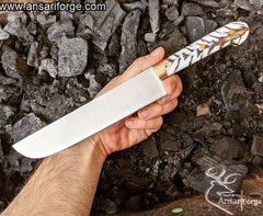 Premium Handmade Chef Knife for cooking, ready for slicing vegetables.