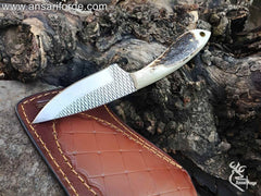 8-Inch Full Tang Fixed Blade Knife - Perfect Balance of 4-Inch Blade & Stag Antler Handle.