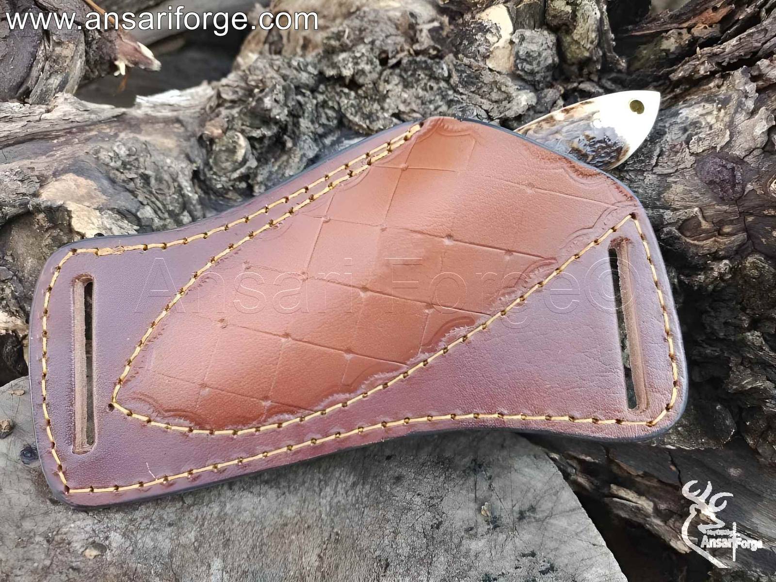 Handmade Leather Pancake Sheath for Farrier Rasp Knife - Cross-Draw Carry for Hunters & Outdoorsmen.