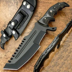 Custom Tracker Knife by Ansari Forge - Hand-forged 1095 Steel, Tanto Tip, Micarta Handle.