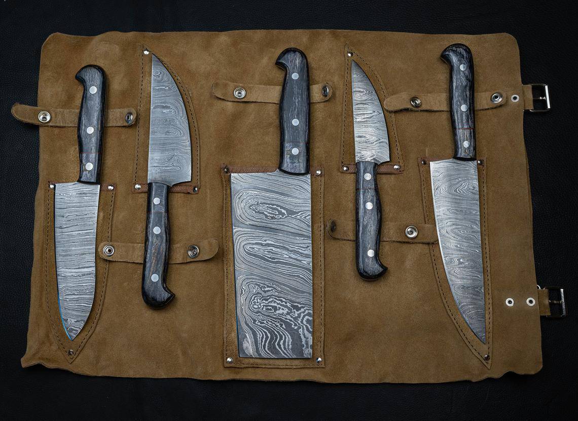 Best Damascus Kitchen Knife Set With Roll Bag