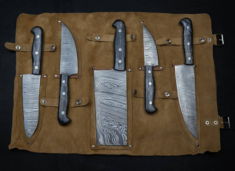 Best Damascus Kitchen Knife Set With Roll Bag