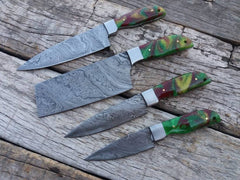 Best professional Damascus chef knife set with roll bag case.