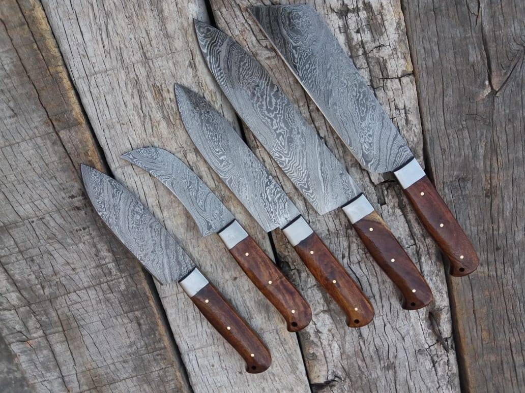 Chef's knives set special sale Damascus steel and wood handles