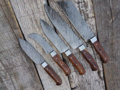Chef's knives set special sale Damascus steel and wood handles