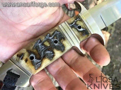 Custom made D2 steel sub hilt loveless hunting knife
