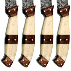 4pc Handmade Damascus steel full tang fixed blade steak knives