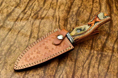 Damascus steel handmade hunting knife Brown pakka wood handle