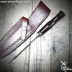 Custom made real forged feather damascus knife for hunting , Skinning