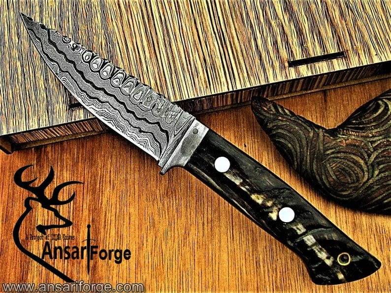 Hand forge Damascus steel hunting knife