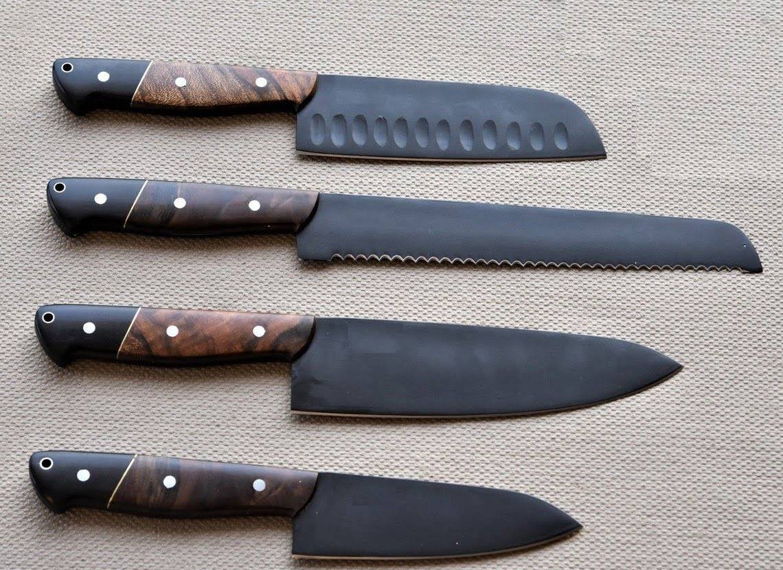 Stainless steel handmade Chef knife Set Kitchen knife set Black coated